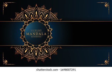Luxury ornamental mandala design background  with golden 
arabesque pattern arabic islamic east style. ornament elegant invitation wedding card, invite, backdrop cover banner illustration 