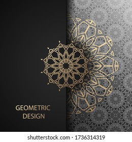 Luxury ornamental mandala design background in gold,silver and black color.Vector 