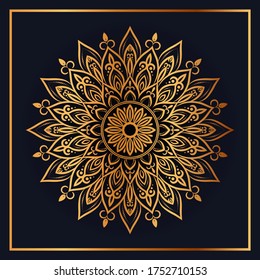luxury ornamental mandala design background in gold color
