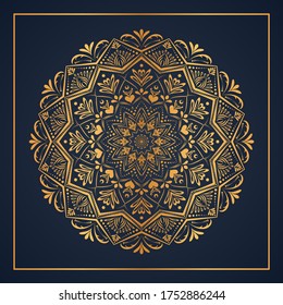 luxury ornamental mandala design background in gold color