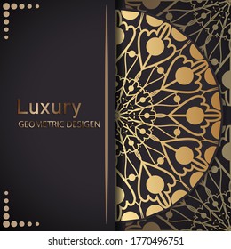 luxury ornamental mandala design background in gold color. ornament elegant invitation wedding card , invite ,Arabesque Patterns in Moroccan, Indian, Islamic, Chinese Post, Nepali or Arabic Style. Dec