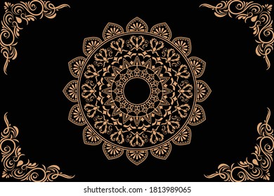 luxury ornamental mandala design background in gold color.