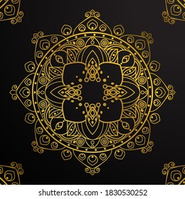 Luxury ornamental mandala design background in golden color. Golden mandala design. Ornamental mandala design background in gold color. 