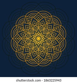 luxury ornamental mandala design background in gold color