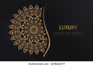 Luxury ornamental mandala design background in gold color