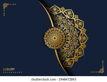 luxury ornamental mandala design background gold and blue