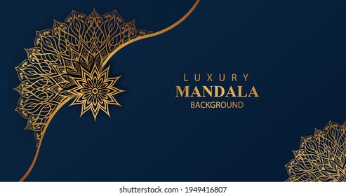 Luxury ornamental mandala design background in gold color vector