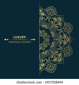 luxury ornamental mandala design background in gold color