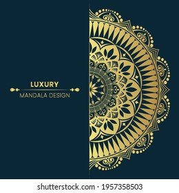 luxury ornamental mandala design background in gold color