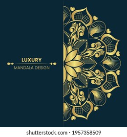 luxury ornamental mandala design background in gold color
