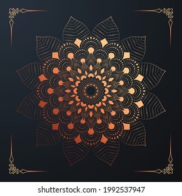 Luxury ornamental mandala design background in gold color. Decorative mandala for print, brochure, flyer, banner,poster, cover.