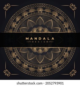 Luxury ornamental mandala design background in gold color Premium Vector