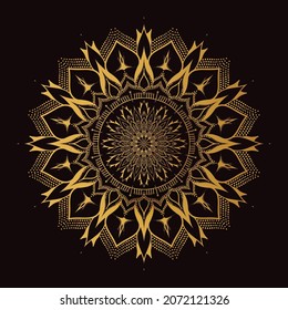 Luxury ornamental mandala design background in gold color Vector