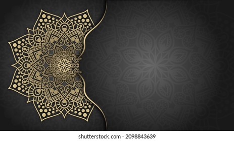 luxury ornamental mandala design background in gold color