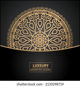 Luxury ornamental mandala design background with golden arabesque pattern Arabic Islamic east style. Decorative mandala for print, poster, cover, brochure, flyer, banner