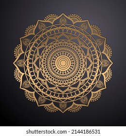 Luxury ornamental mandala design background in gold color vector. Vector islamic background Free Vector