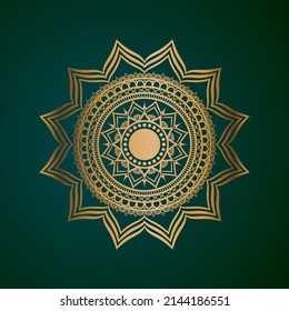 Luxury ornamental mandala design background in gold color vector. Vector islamic background Free Vector