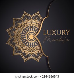 Luxury ornamental mandala design background in gold color vector. Vector islamic background Free Vector