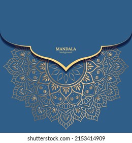 Luxury ornamental mandala design background in gold color Free Vector