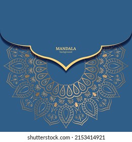 Luxury ornamental mandala design background in gold color Free Vector