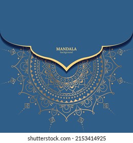 Luxury ornamental mandala design background in gold color Free Vector