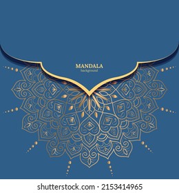 Luxury ornamental mandala design background in gold color Free Vector