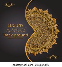 Luxury ornamental mandala design background in gold color.