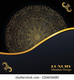 Luxury ornamental mandala design background in gold color style