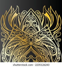 Luxury ornamental mandala design background in gold color. Decorative ornament in ethnic oriental style. Oriental pattern, vintage decorative elements. Weave design elements. Yoga logos vector.