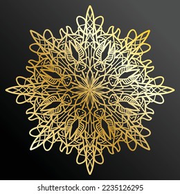 Luxury ornamental mandala design background in gold color. Decorative ornament in ethnic oriental style. Oriental pattern, vintage decorative elements. Weave design elements. Yoga logos vector.