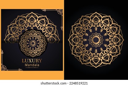 luxury ornamental mandala design background in gold color for yourself