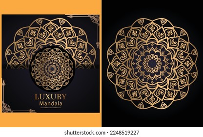 luxury ornamental mandala design background in gold color for yourself