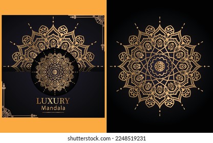 luxury ornamental mandala design background in gold color for yourself