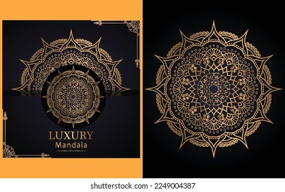 luxury ornamental mandala design background in gold color for yourself