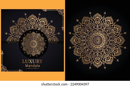 luxury ornamental mandala design background in gold color for yourself