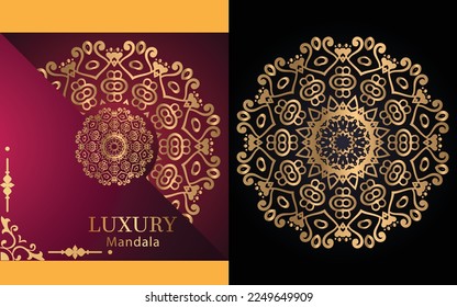 fondo de diseño de manala ornamental de lujo en color oro para ti mismo  
