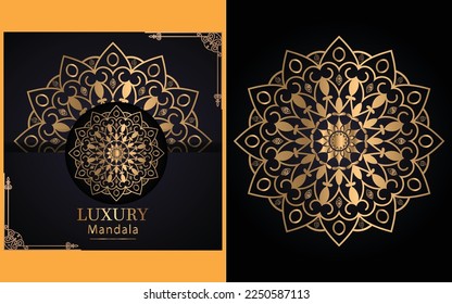 luxury ornamental mandala design background in gold color for yourself