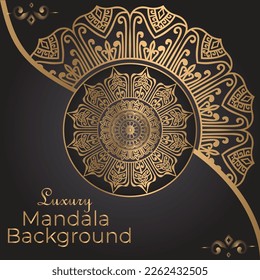 luxury ornamental mandala design background in gold color