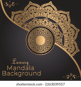 luxury ornamental mandala design background in gold color