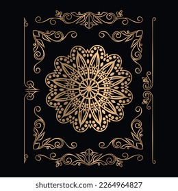 luxury ornamental mandala design background in gold color