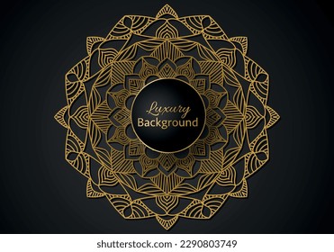 luxury ornamental mandala design background in gold color
