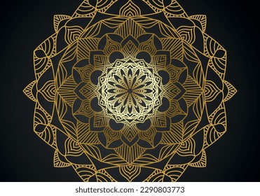 luxury ornamental mandala design background in gold color