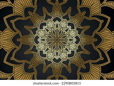 luxury ornamental mandala design background in gold color