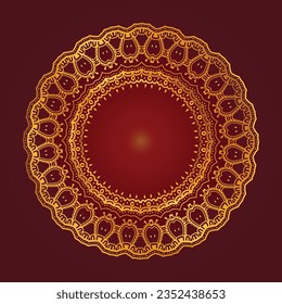 Luxury ornamental mandala design background in gold, Luxury wedding invitation, Ornamental floral corner frame, black background with gold mandala decoration