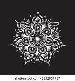 Luxury ornamental mandala design background, Luxury wedding invitation, Ornamental floral corner frame, black background with line mandala decoration, coloring