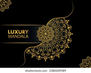 Luxury ornamental mandala design background in gold, Luxury wedding invitation card, Ornamental floral corner frame, gold mandala decoration for marketing agency