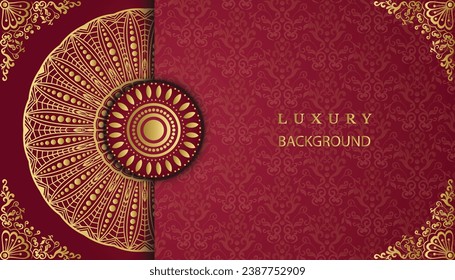Luxury ornamental mandala design background in gold color. Beautiful luxury mandala background. Design for invitation, wedding card, Diwali, decoration. India, Indian, Arabic, Damask, Asian, Turkish