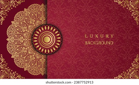 Luxury ornamental mandala design background in gold color. Beautiful luxury mandala background. Design for invitation, wedding card, Diwali, decoration. India, Indian, Arabic, Damask, Asian, Turkish