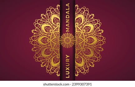 Luxury ornamental mandala design background in gold color vector.