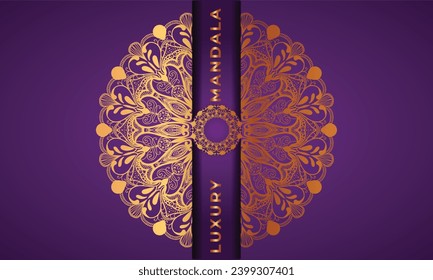 Luxury ornamental mandala design background in gold, Luxury wedding invitation, Ornamental floral corner frame.